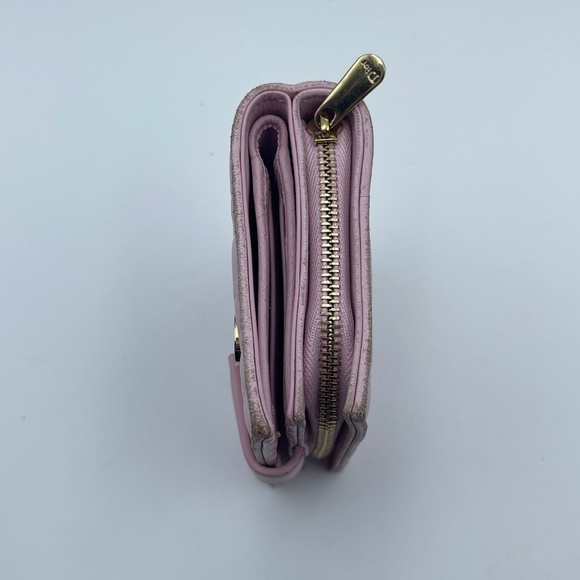 Christian Dior Pink Cannage Quilted lambskin leather lady patches wallet w/zip - Picture 7 of 15